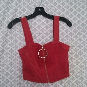 Orange-Red zipped crop top